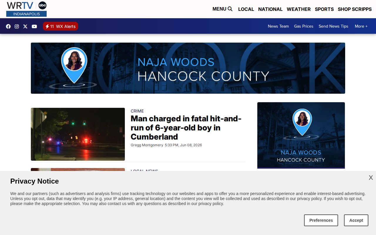 WRTV Hancock County arrest and public safety news landing