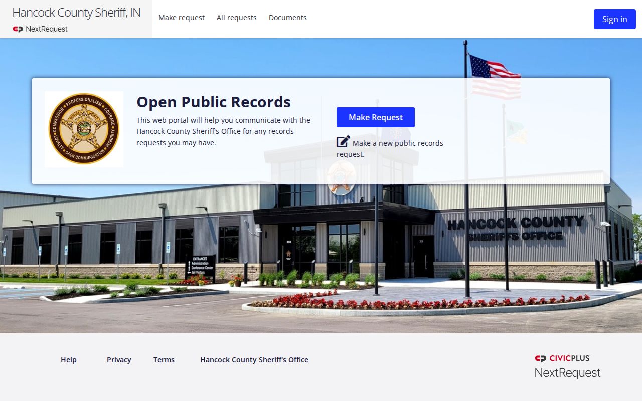 Hancock County booking record request portal