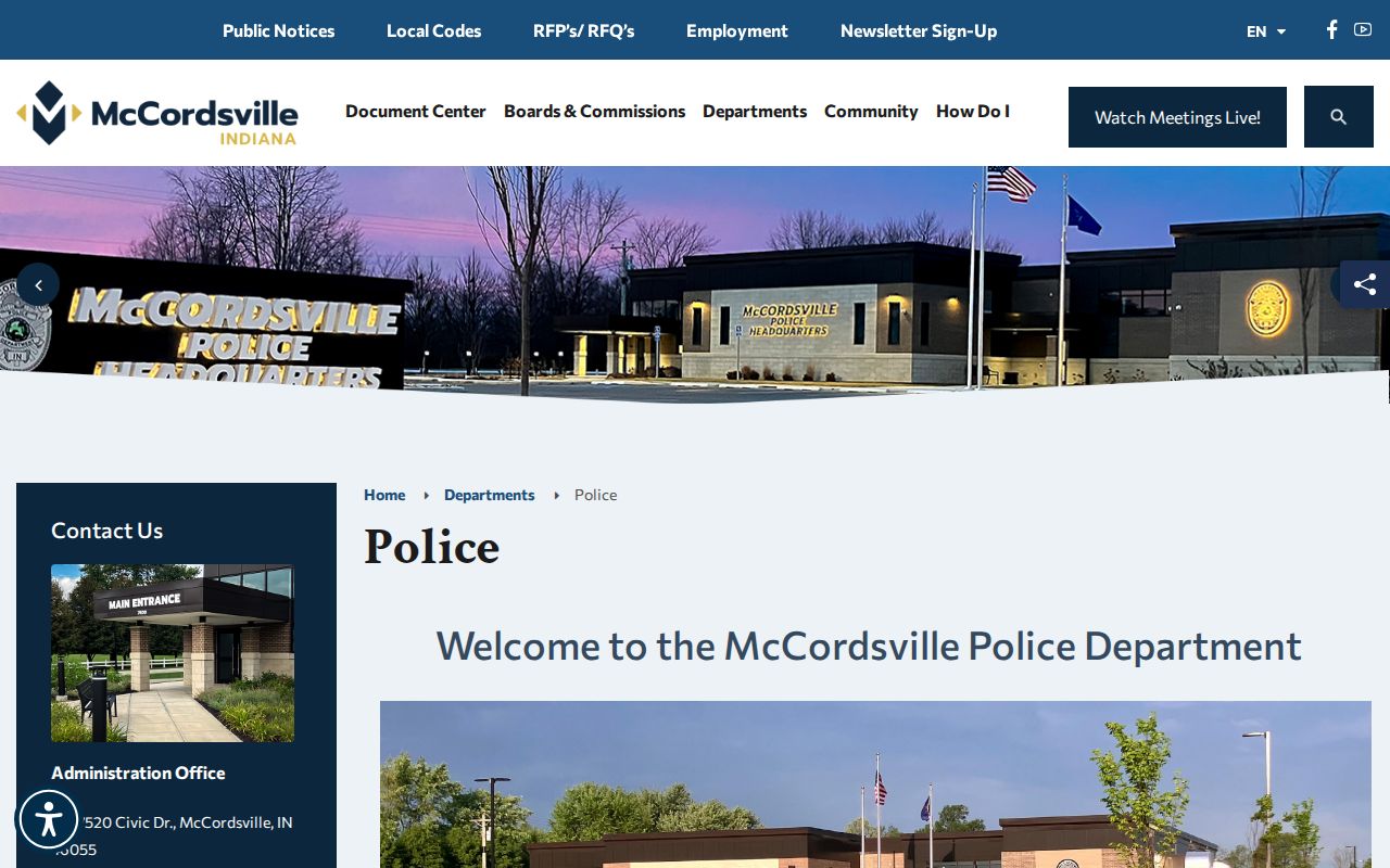 McCordsville Police Department official arrest record source